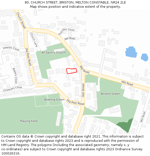 80, CHURCH STREET, BRISTON, MELTON CONSTABLE, NR24 2LE: Location map and indicative extent of plot