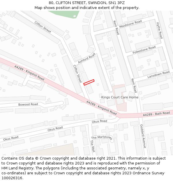 80, CLIFTON STREET, SWINDON, SN1 3PZ: Location map and indicative extent of plot