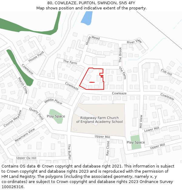 80, COWLEAZE, PURTON, SWINDON, SN5 4FY: Location map and indicative extent of plot