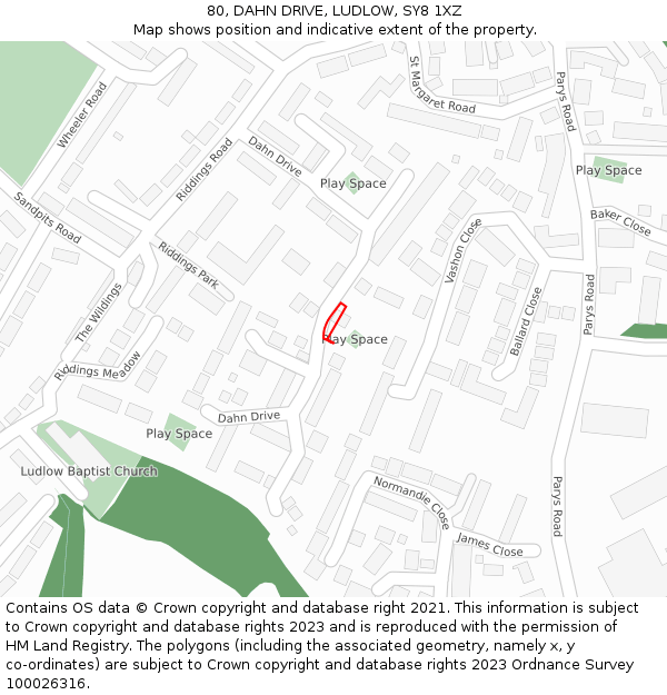 80, DAHN DRIVE, LUDLOW, SY8 1XZ: Location map and indicative extent of plot