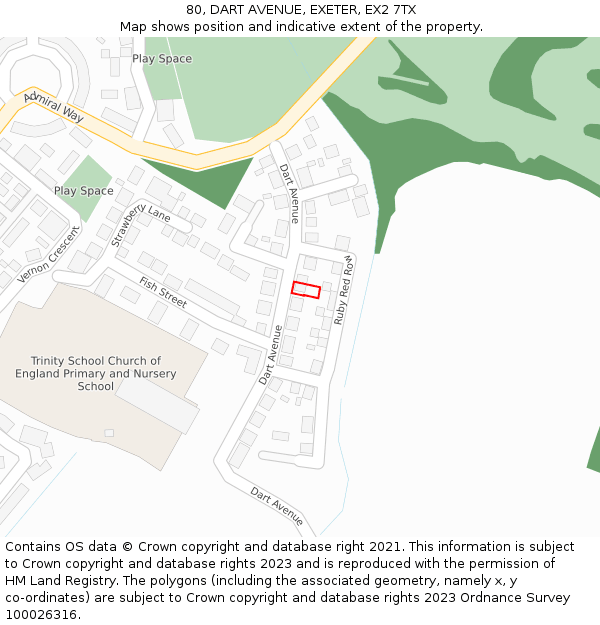 80, DART AVENUE, EXETER, EX2 7TX: Location map and indicative extent of plot