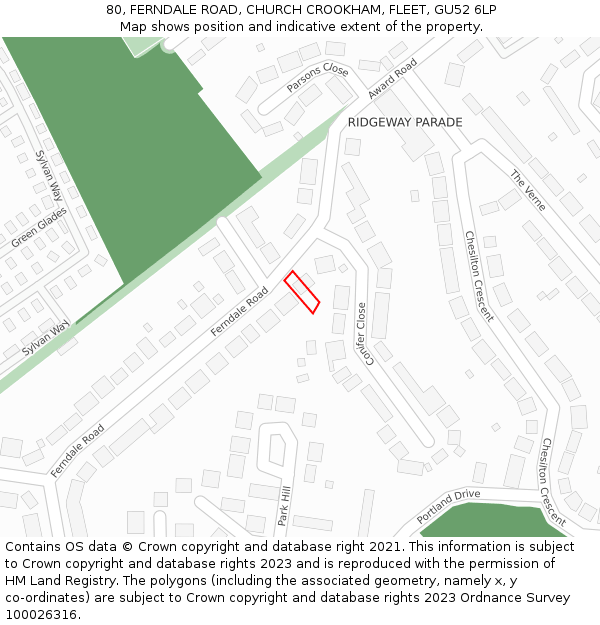 80, FERNDALE ROAD, CHURCH CROOKHAM, FLEET, GU52 6LP: Location map and indicative extent of plot