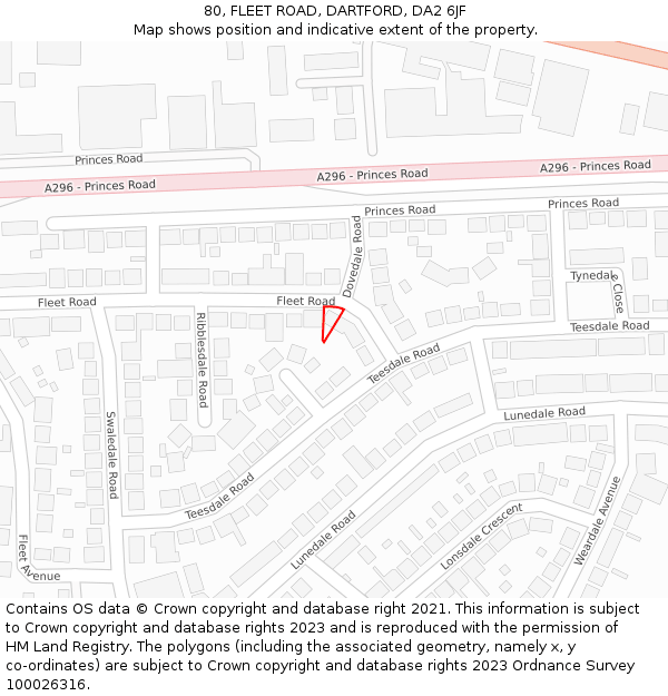 80, FLEET ROAD, DARTFORD, DA2 6JF: Location map and indicative extent of plot