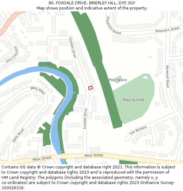 80, FOXDALE DRIVE, BRIERLEY HILL, DY5 3GY: Location map and indicative extent of plot