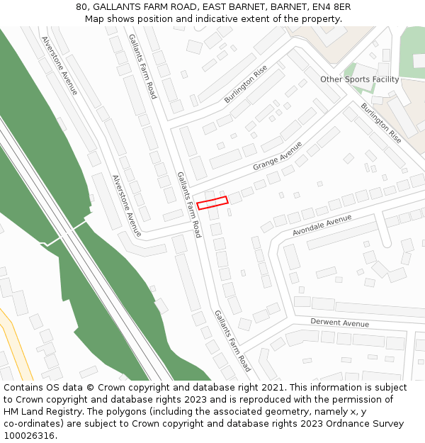 80, GALLANTS FARM ROAD, EAST BARNET, BARNET, EN4 8ER: Location map and indicative extent of plot