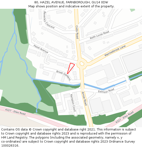 80, HAZEL AVENUE, FARNBOROUGH, GU14 0DW: Location map and indicative extent of plot