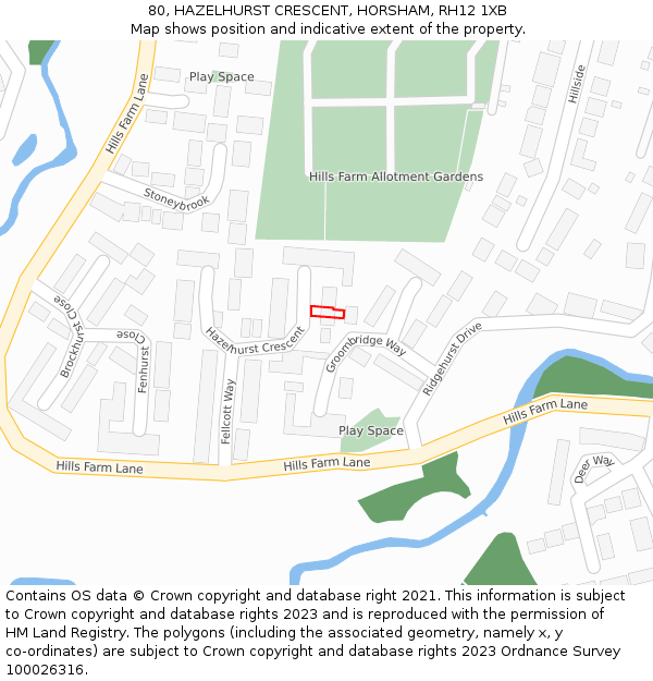 80, HAZELHURST CRESCENT, HORSHAM, RH12 1XB: Location map and indicative extent of plot