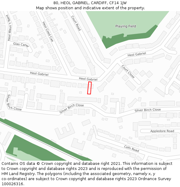 80, HEOL GABRIEL, CARDIFF, CF14 1JW: Location map and indicative extent of plot