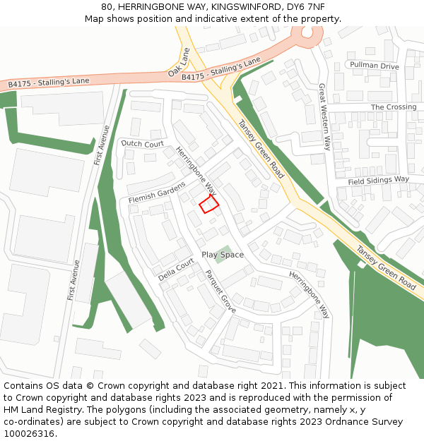 80, HERRINGBONE WAY, KINGSWINFORD, DY6 7NF: Location map and indicative extent of plot