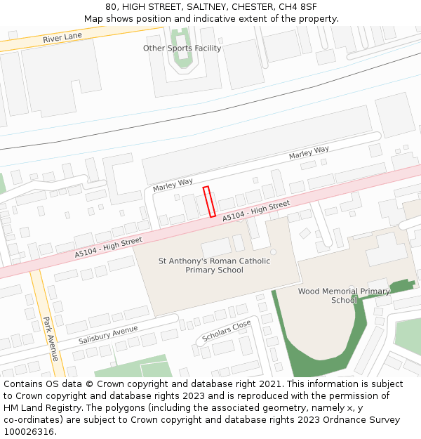 80, HIGH STREET, SALTNEY, CHESTER, CH4 8SF: Location map and indicative extent of plot