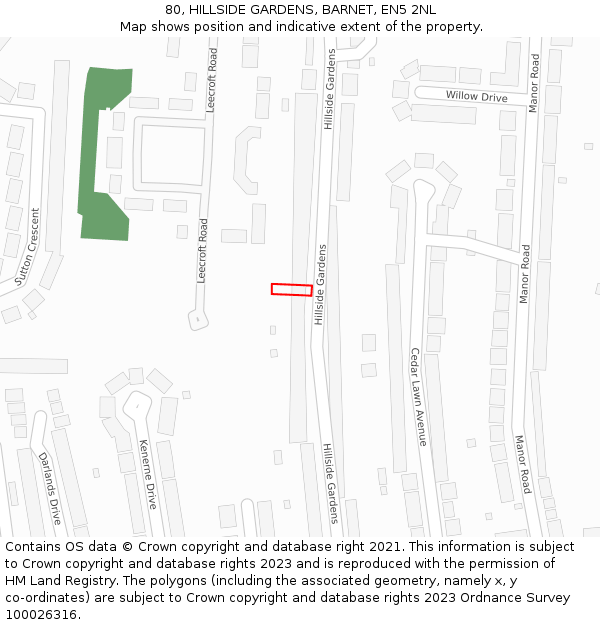 80, HILLSIDE GARDENS, BARNET, EN5 2NL: Location map and indicative extent of plot