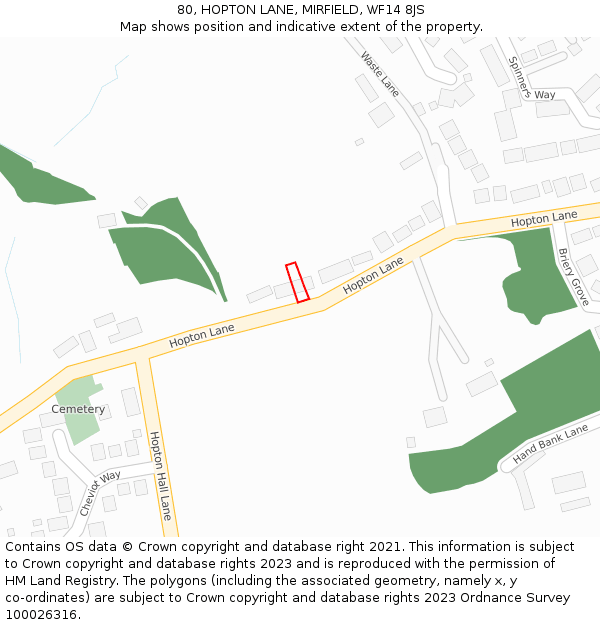 80, HOPTON LANE, MIRFIELD, WF14 8JS: Location map and indicative extent of plot