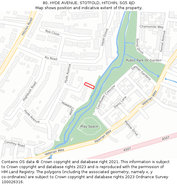 80, HYDE AVENUE, STOTFOLD, HITCHIN, SG5 4JD: Location map and indicative extent of plot