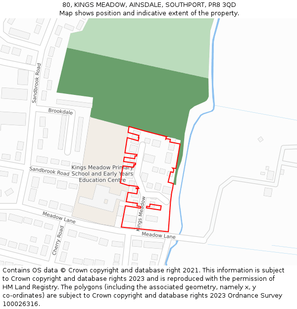 80, KINGS MEADOW, AINSDALE, SOUTHPORT, PR8 3QD: Location map and indicative extent of plot