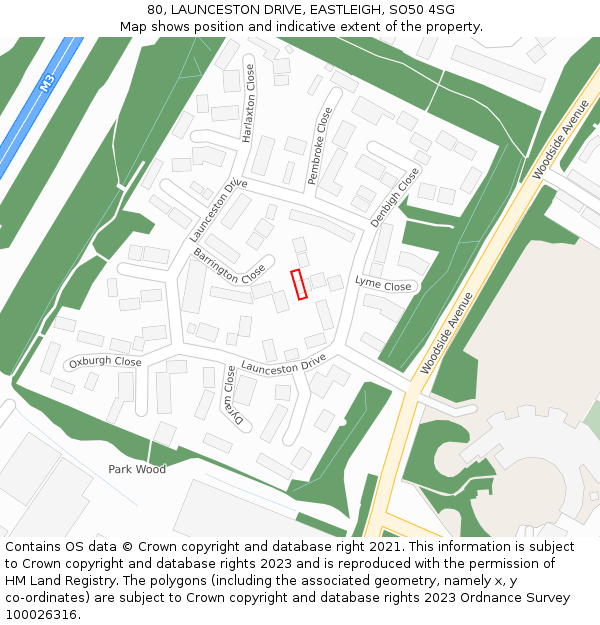 80, LAUNCESTON DRIVE, EASTLEIGH, SO50 4SG: Location map and indicative extent of plot