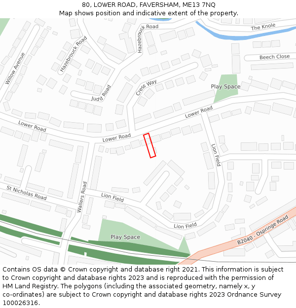 80, LOWER ROAD, FAVERSHAM, ME13 7NQ: Location map and indicative extent of plot