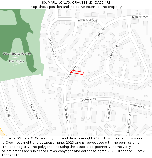 80, MARLING WAY, GRAVESEND, DA12 4RE: Location map and indicative extent of plot