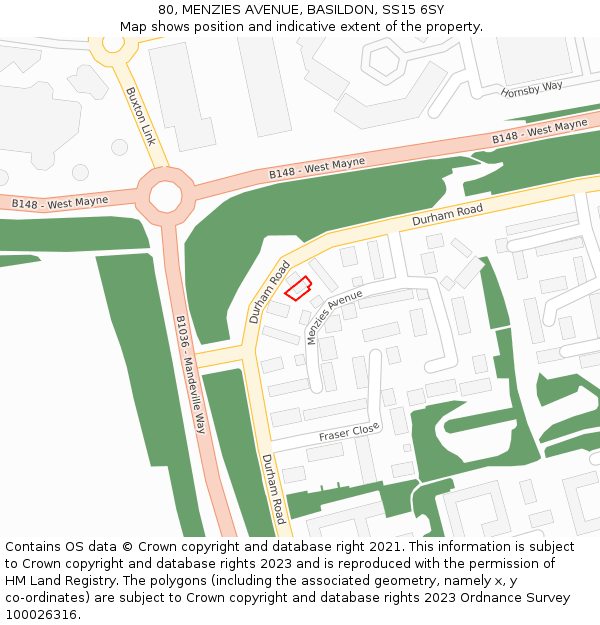 80, MENZIES AVENUE, BASILDON, SS15 6SY: Location map and indicative extent of plot