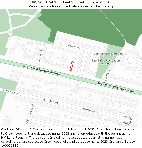 80, NORTH WESTERN AVENUE, WATFORD, WD25 0AJ: Location map and indicative extent of plot