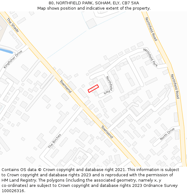 80, NORTHFIELD PARK, SOHAM, ELY, CB7 5XA: Location map and indicative extent of plot