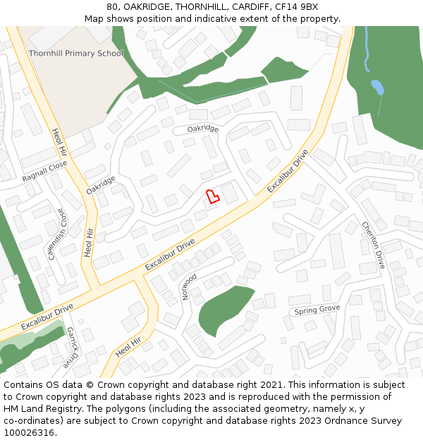 80, OAKRIDGE, THORNHILL, CARDIFF, CF14 9BX: Location map and indicative extent of plot