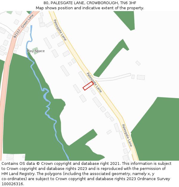 80, PALESGATE LANE, CROWBOROUGH, TN6 3HF: Location map and indicative extent of plot