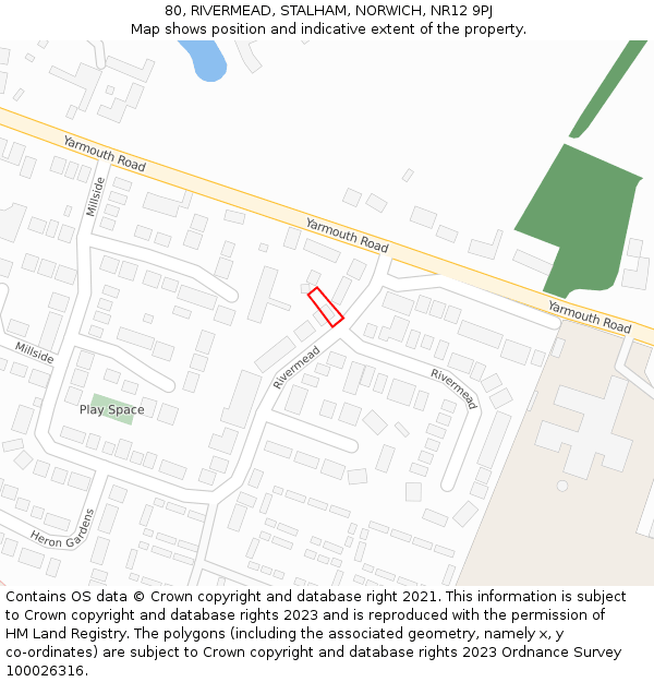 80, RIVERMEAD, STALHAM, NORWICH, NR12 9PJ: Location map and indicative extent of plot