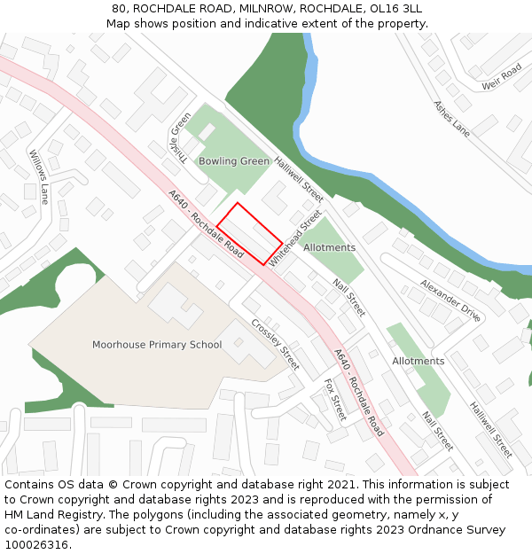 80, ROCHDALE ROAD, MILNROW, ROCHDALE, OL16 3LL: Location map and indicative extent of plot