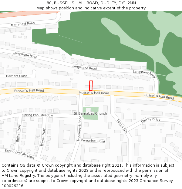 80, RUSSELLS HALL ROAD, DUDLEY, DY1 2NN: Location map and indicative extent of plot