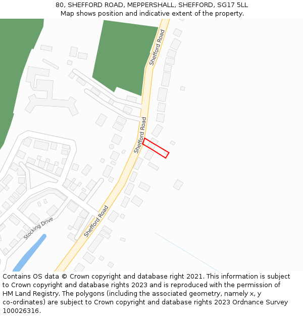 80, SHEFFORD ROAD, MEPPERSHALL, SHEFFORD, SG17 5LL: Location map and indicative extent of plot