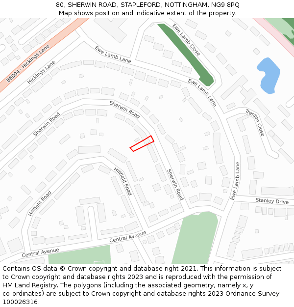 80, SHERWIN ROAD, STAPLEFORD, NOTTINGHAM, NG9 8PQ: Location map and indicative extent of plot