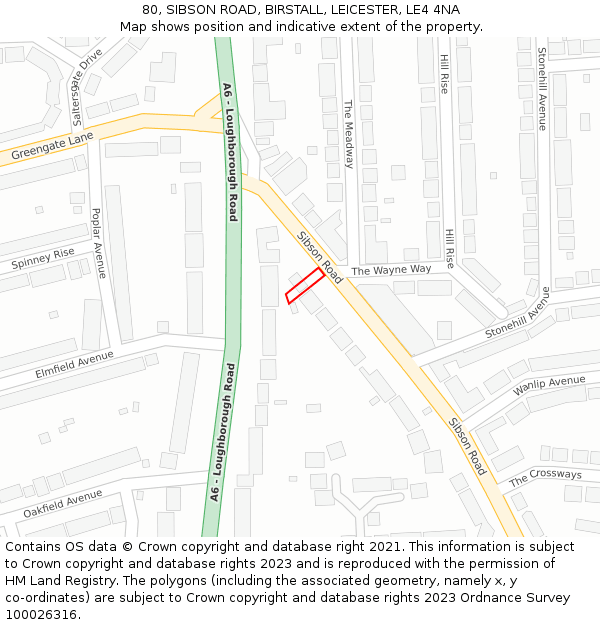 80, SIBSON ROAD, BIRSTALL, LEICESTER, LE4 4NA: Location map and indicative extent of plot