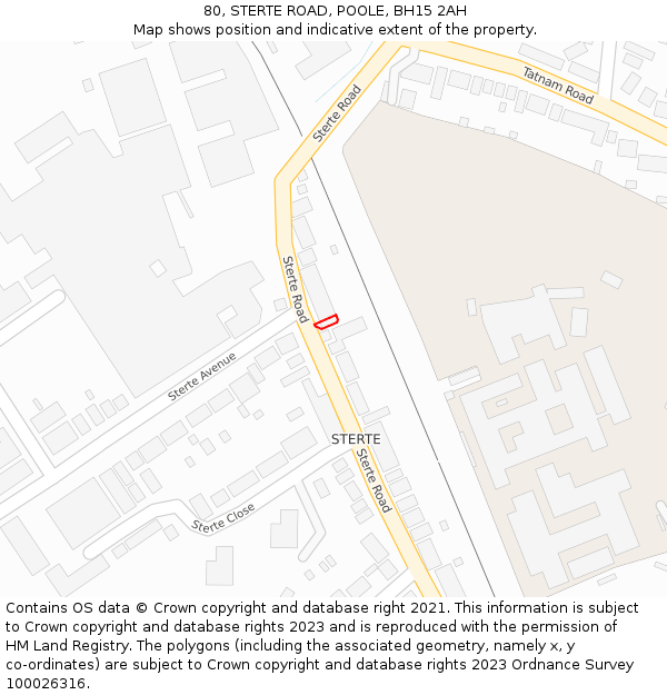 80, STERTE ROAD, POOLE, BH15 2AH: Location map and indicative extent of plot