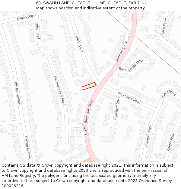 80, SWANN LANE, CHEADLE HULME, CHEADLE, SK8 7HU: Location map and indicative extent of plot