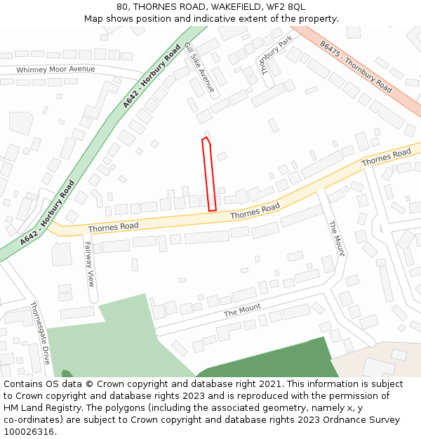 80, THORNES ROAD, WAKEFIELD, WF2 8QL: Location map and indicative extent of plot