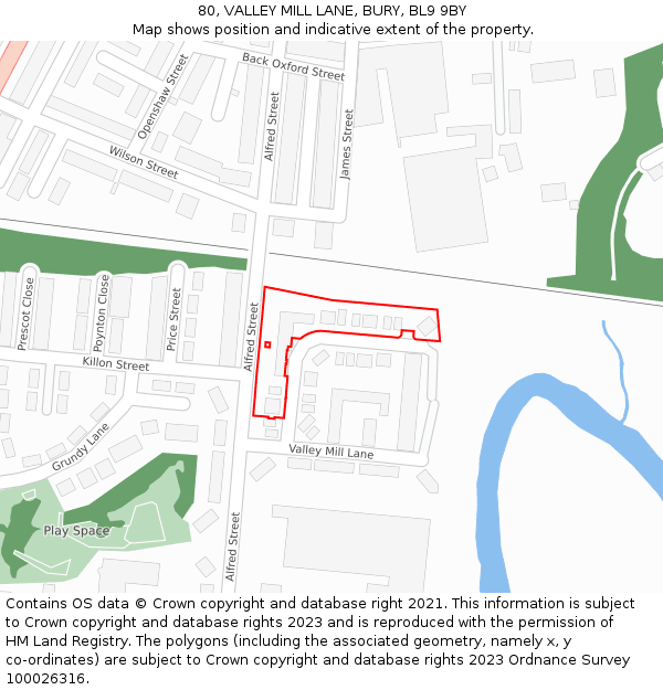 80, VALLEY MILL LANE, BURY, BL9 9BY: Location map and indicative extent of plot