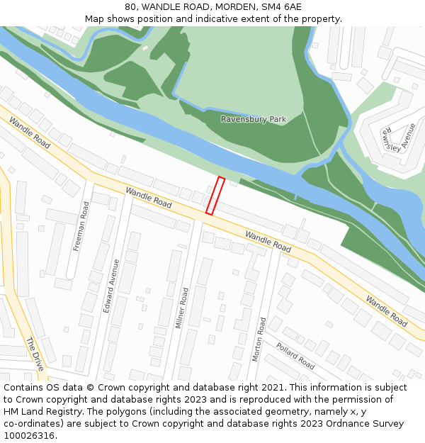 80, WANDLE ROAD, MORDEN, SM4 6AE: Location map and indicative extent of plot