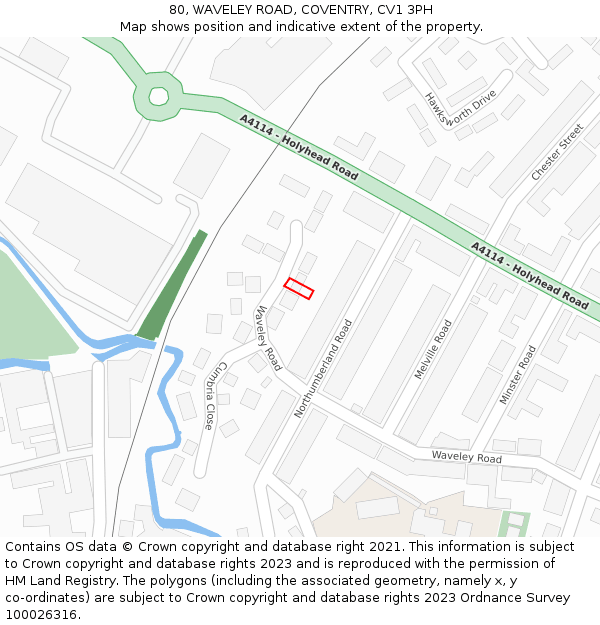 80, WAVELEY ROAD, COVENTRY, CV1 3PH: Location map and indicative extent of plot