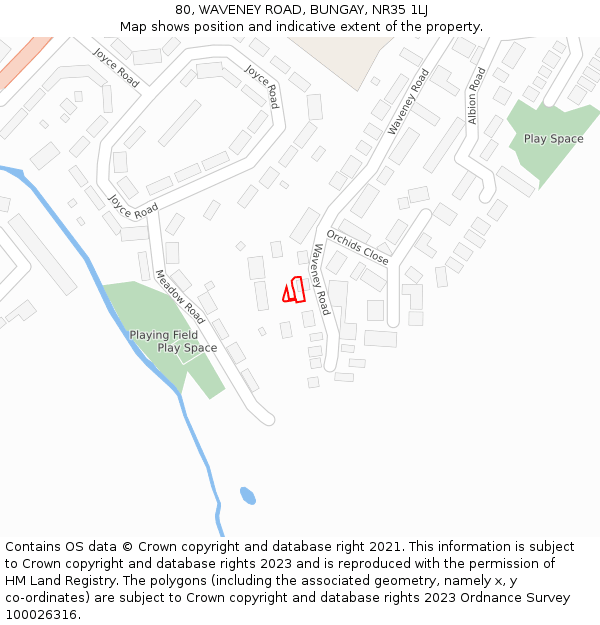 80, WAVENEY ROAD, BUNGAY, NR35 1LJ: Location map and indicative extent of plot