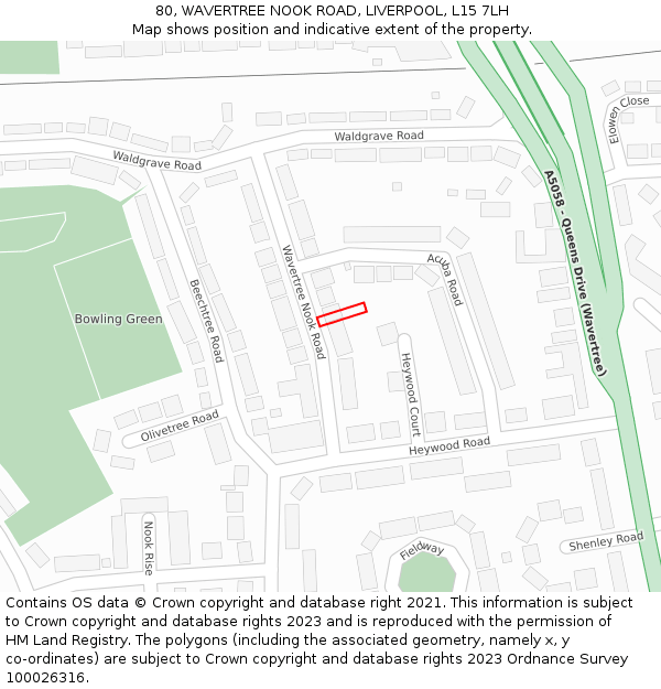 80, WAVERTREE NOOK ROAD, LIVERPOOL, L15 7LH: Location map and indicative extent of plot