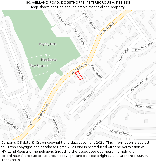 80, WELLAND ROAD, DOGSTHORPE, PETERBOROUGH, PE1 3SG: Location map and indicative extent of plot