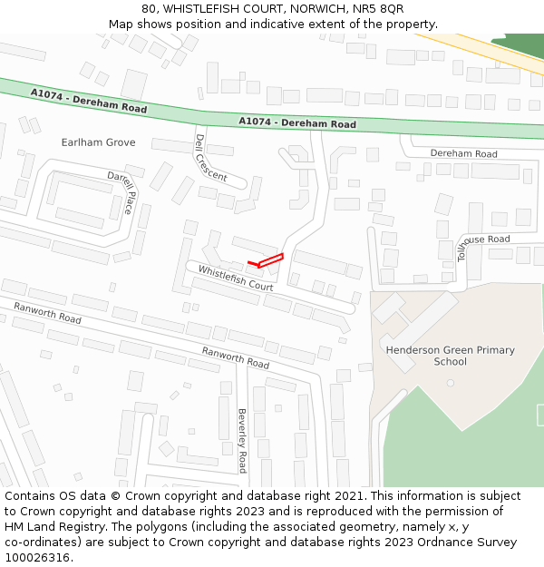 80, WHISTLEFISH COURT, NORWICH, NR5 8QR: Location map and indicative extent of plot