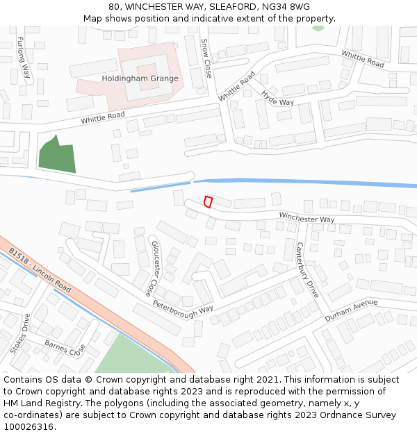 80, WINCHESTER WAY, SLEAFORD, NG34 8WG: Location map and indicative extent of plot