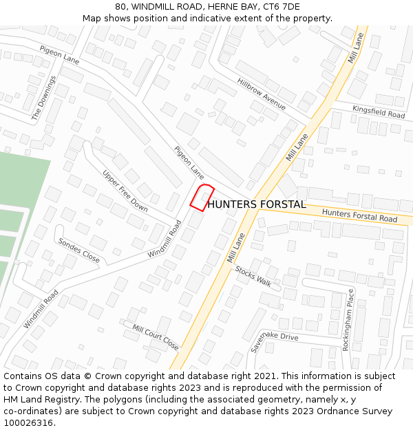 80, WINDMILL ROAD, HERNE BAY, CT6 7DE: Location map and indicative extent of plot