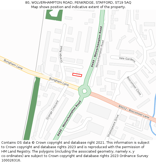80, WOLVERHAMPTON ROAD, PENKRIDGE, STAFFORD, ST19 5AQ: Location map and indicative extent of plot