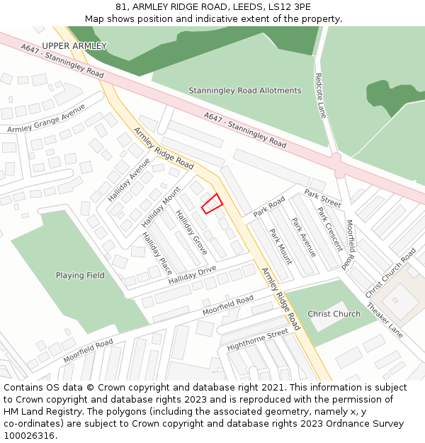 81, ARMLEY RIDGE ROAD, LEEDS, LS12 3PE: Location map and indicative extent of plot