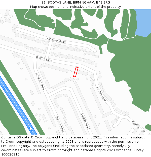 81, BOOTHS LANE, BIRMINGHAM, B42 2RG: Location map and indicative extent of plot