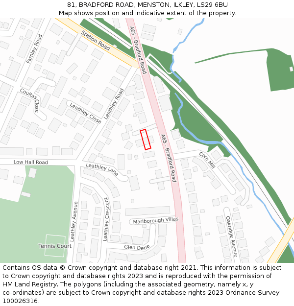 81, BRADFORD ROAD, MENSTON, ILKLEY, LS29 6BU: Location map and indicative extent of plot