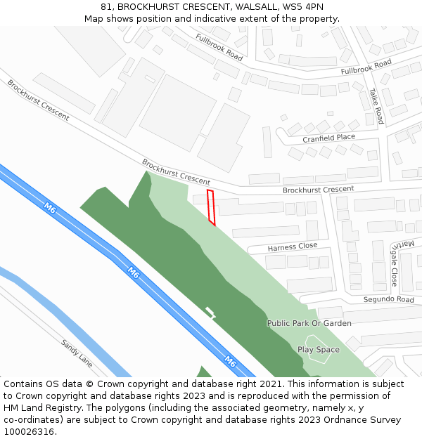 81, BROCKHURST CRESCENT, WALSALL, WS5 4PN: Location map and indicative extent of plot