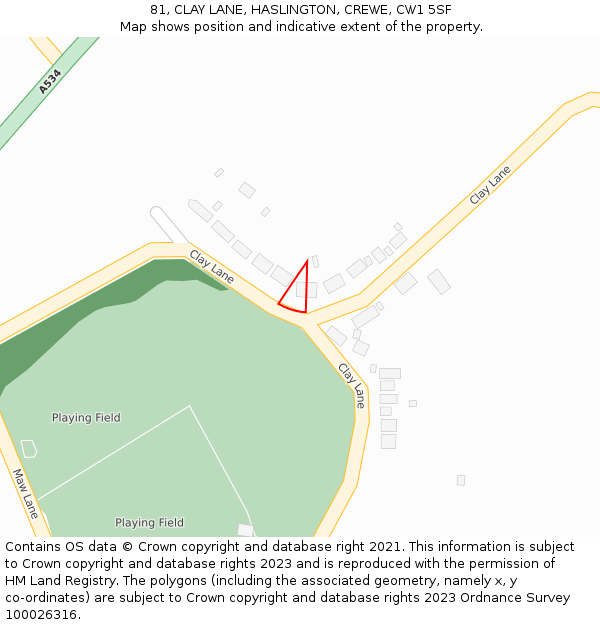 81, CLAY LANE, HASLINGTON, CREWE, CW1 5SF: Location map and indicative extent of plot